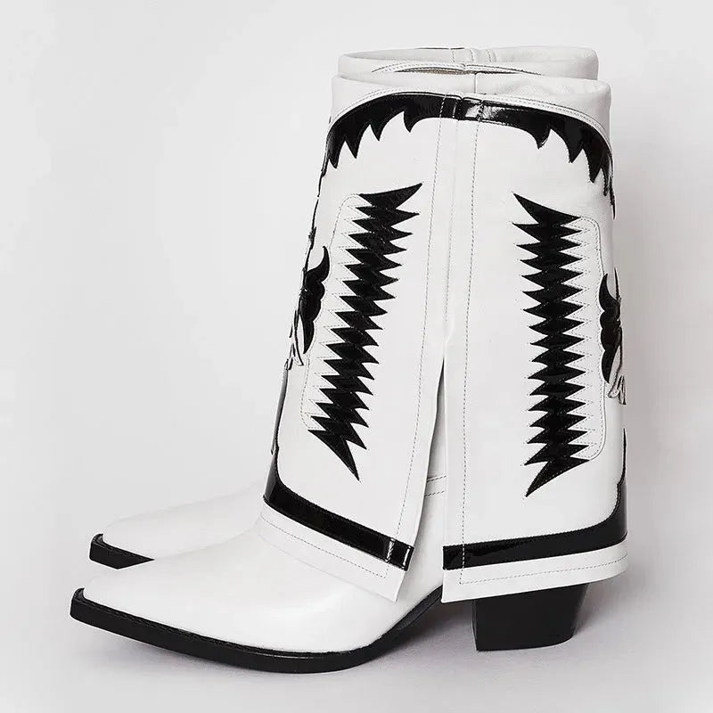 Chunky Heel High Heel Pantyhose Boots West - Bellarte Enchanté Chunky Heel High Heel Pantyhose Boots West